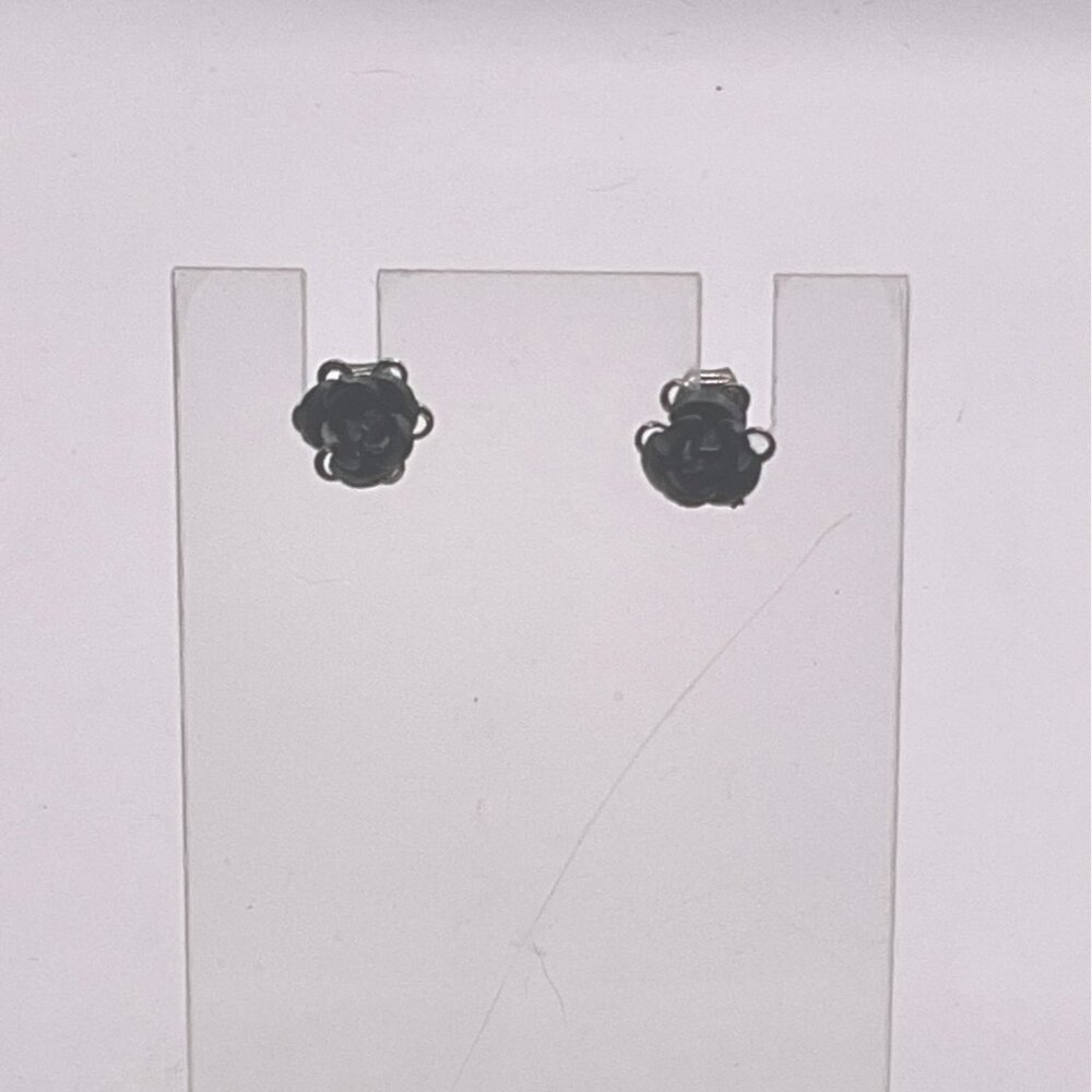 Black Rose Flower Stud Earrings